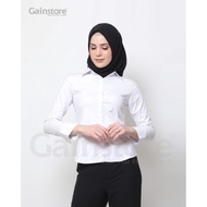 Kemeja Kemeja Putih Polos Wanita Baju Kantor Formal Kerja Cewek Katun