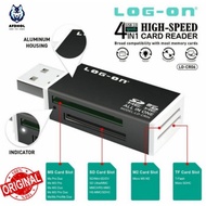 LOG ON CARD READER USB 4 SLOT 4 IN 1 CARDREADER USB 2.0 ALUMINUM LOGON CR06 USB ROTATE 4 IN 1 LOG ON