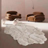 北歐風 手作 紐西蘭羊毛地毯 江南初雪 客廳臥室 床邊墊 家居裝飾