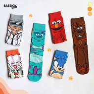 BA Cartoon Characters Crew Socks Men Women Comfy Breathable Sonic, Gundam, PUBG, Elmo, Mario, Stokin