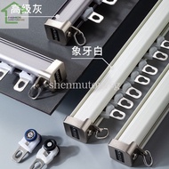 Extra Thick Curtain Track Top Installation Mute Pulley Double Track Slide Rail Double-Layer Guide Rail Curtain Straight Track Top Side Installation Light Luxury Gray XIAZ