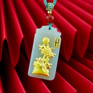 Kalung Liontin Giok asli emas 24k liontin emas 999 Dengan Sertifikat