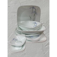 CORELLE Square Plate Set 21 Piece Shadow Iris Design Top Brand From Usa