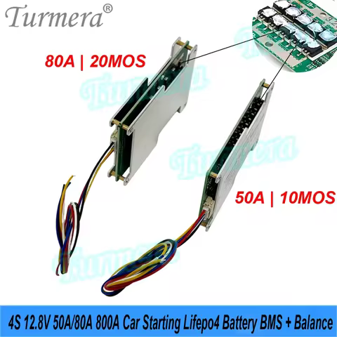 Turmera 4S Lifepo4 Battery BMS Car Starting Balance 12.8V 50A 80A 800A Compatible with 3.2V 100Ah 20