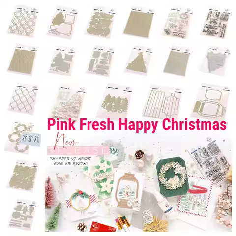 2025 August Pink Fresh Christmas Lights Holiday Metal Cutting Dies Stamps Stencil Hot Foil Embossed 