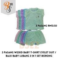 3 PASANG WIZKID BABY T-SHIRT EYELET SUIT / BAJU BABY LUBANG 3 IN 1 SET BORONG