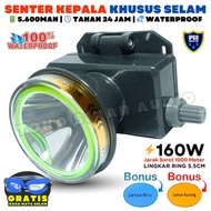 Senter Kepala Selam 300 Watt ORIGINAL SUNPRO Sinar Putih Tombol Dimmer / Diputar Dengan LED Indikato