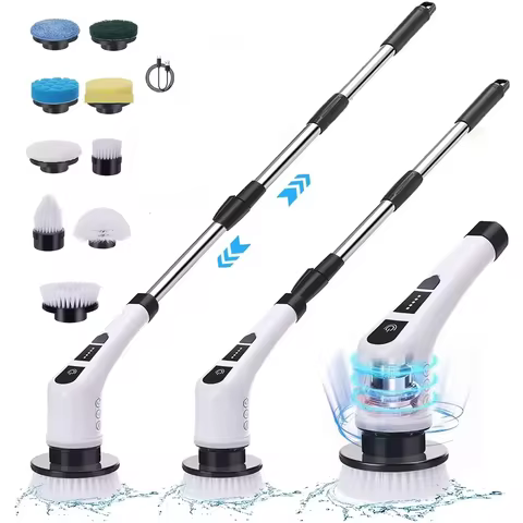 Multifunctional 9-in-1 Electric Spin Scrubber for Bathrooms, Floors & Tight Corners.