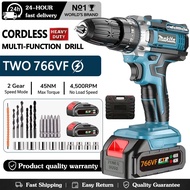 766VF Cordless Drill Hammer Drill Electric Impact Drill 2 Speed Bateri Hand Drill 3-In-1 Screwdriver