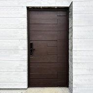 褐色鐵木結合設計玄關門