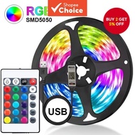 USB RGB LED Light Strip SMD5050 DC5V with 24Key Remote for TV Backlight and Bedroom  Jalur Lampu LED