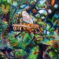 Bee Painting Original Oil Art Wall Decor Oil Painting Oil On Cardboard