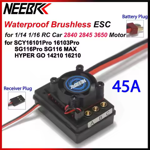 45A 6V/3A Brushless Waterproof ESC with Fan T Plug 2-3S for RC Car SCY16101Pro 16103Pro SG116Pro SG1