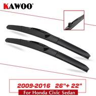 KAWOO For Honda Civic SaloonSedan Car Wipers Blades 2000 2001 2002 2003 2006 2007 2008 2009 2010 2011 2012 2013 2014 2015 2016