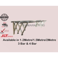 ♦┇MS 3 BAR/ 4 BAR  1.2M/1.5M Stainless Steel Wall-Mounted Retractable Cloth Hanger / Indoor Outdoor 