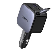 UGREEN CAR CHARGER 60W with RETRACTABLE CABLE 70CM BLACK - 55212B 60W