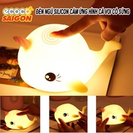 Silicone touch night light, decorative night light in the shape of a whale with horns as a gift