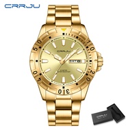 CRRJU Jam Tangan Pria Tahan Air Baja Tahan Karat Mewah Dan Bergaya dangan Kalender 5028