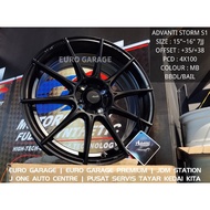 New Rim 15 &amp; 16 4x100 Original Advanti Storm S1 myvi alza jazz city vios yaris almera swift blm flx vvt