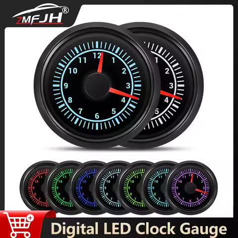 7 Color Backlight Hourmeter 0-12 Hours Clock Gauge 52mm Hour Meter Pointer For Car Marine Boat Truck