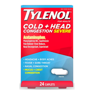 Tylenol | Cold + Head Congestion Medicine for Fever Pain & Congestion Relief (24 Caplets)