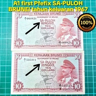 A820 SA-PULOH Brunei duit kertas lama duit syiling lama barang antik barang duit Brunei 10 dollar