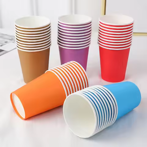 10PCS 9oz 250ml Solid Thick Paper Cup Disposable Cup Wedding Birthday Party Holiday Disposable Table