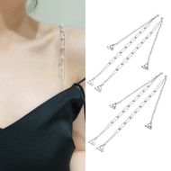 Women Fashionable Imitation Pearl Bra Shoulder Strap / Universal Adjustable Invisible Bra Straps / Ultra-fine Metal Chain Non-slip Shoulder Straps