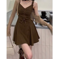 DREAM SEVEN77 Hot Girl Sling Dress Female Summer New Style High-End Lace-Up Slimmer Look A-Line Swee