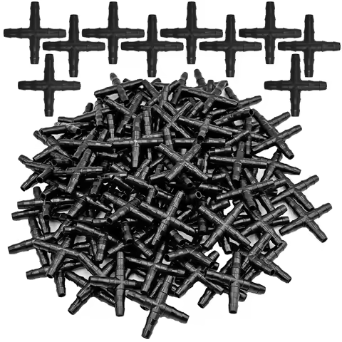 10-100PCS 1/4'' Cross Connecter for 4/7mm Micro Tubing Hose 4 Ways Barbed Adapter Drip Irrigation Cr