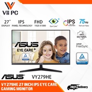 ASUS VY279HE 27 Inch Eye Care Monitor, 1080P Full HD, 75Hz, IPS, 1ms, Adaptive-Sync/FreeSync, Eye Ca