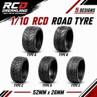 【READY STOCK】RCD 1/10 On-Road Rubber Tyre for 52mm Wheel rim