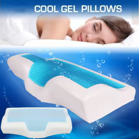 Hoiime Memory Foam Gel Pillow Summer Ice-cool Anti-snore Neck Orthopedic Sleep Pillow Cushion+Pillow