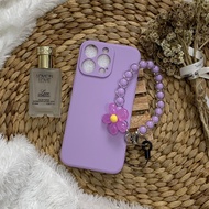 Softcase Macaron LILAC/UNGU + Tali Strap BUNGA UNGU Camera Protect Bahan Lebih Tebal Dan Elastis For