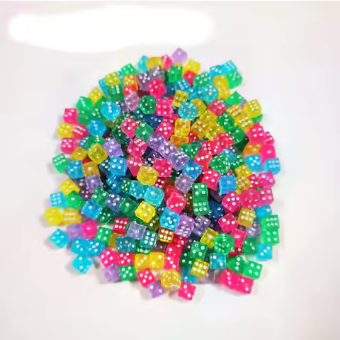 100Pcs 6colors Plastic White Gaming right angle Dice Standard D6 Point Six Sided Cube Dice for Board