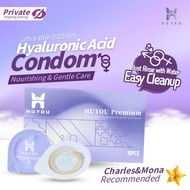 HUYOU 【Smooth】 002 Ultra Thin Hyaluronic Acid Condom | Refreshing Non-Greasy | Long-Lasting Moisture