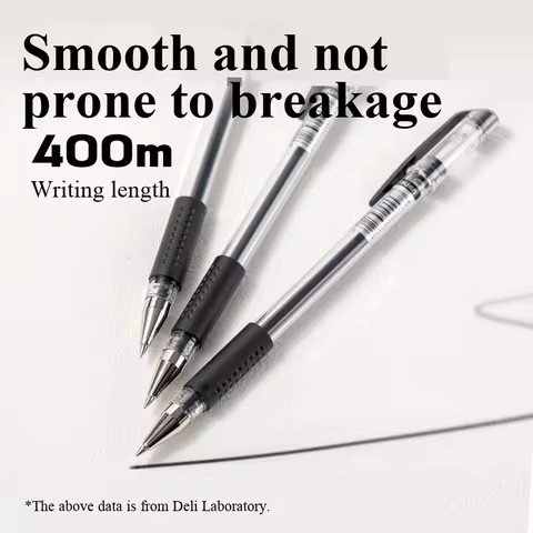 3PCS Deli 6600ES 0.5mm Fine Point Roller Ball Gel Pens Set - Assorted Colors (Black Red Blue Dark Bl