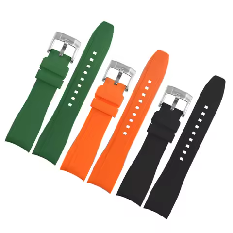 Compatible with Rolex Submariner green watch strap, Seiko 5 SRPD63 SRPD63K1 orange crown curved sili