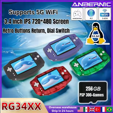ANBERNIC RG 34XX Handheld Game Console 3.4-inch IPS Screen Linux 64-bit 3500mAH Bluetooth RG34XX Ret