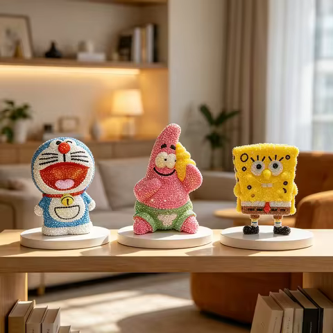 SpongeBob SquarePants Diamond Doraemon Piggy Bank Cute DIY Cartoon Coin Box with Bling Rhinestones K