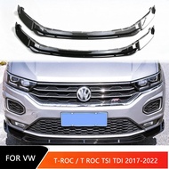 Front Bumper Lip Spoiler Tuning Body Kit for VW T-Roc / T Roc TSI TDI 2017-2022 Car Glossy Black Spl
