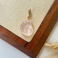 L2091 : Rose Quartz Ammonite Pendant