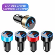 Fates-Car Charger Accessories Orig 3.1A Dual USB Car Charger 2 Port LCD Display 12-24V K-121