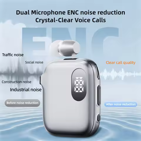 K91 Bluetooth V6.0 ENC Noise Canceling 90h playtime LED Power Display Retractable lapel clip Earphon