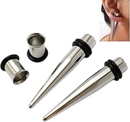 Stainless Steel Ear Gauge Taper Stretching and Single Flare Plugs Flesh Tunnel Kit (1G - 7mm) 2 Stee