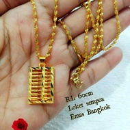 Rantai dan loket sempoa gold plated