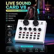 V8 - Live Streaming Sound Card, Karaoke Recording And Broadcasting Audio Mixer - USB External Sound 