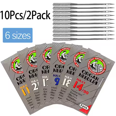 2Pack of ORGAN Household Sewing Machine Needles HAX1 Sewing Needles for SINGER BROTHER 9/65 11/75 12