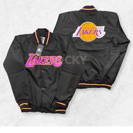 HOCKY Jaket Varsity Baseball Pria Wanita Bomber Full Bordir Lakers Black Premium Distro