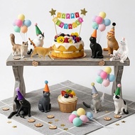 31PCS Realistic Cat Cake Toppers Set, 10 Hand-Painted Miniature Cat Figurines with Birthday Banner, 